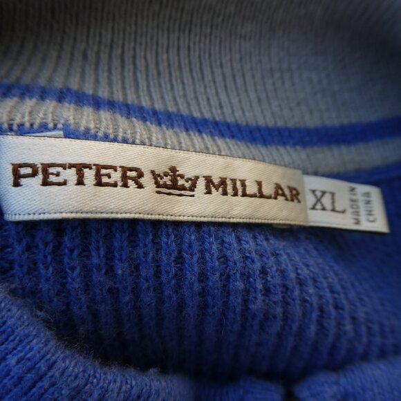 Peter Millar Blue Quarter Zip Sweater Pullover Cotton Cashmere Mock Neck Knit XL - Picture 5 of 7